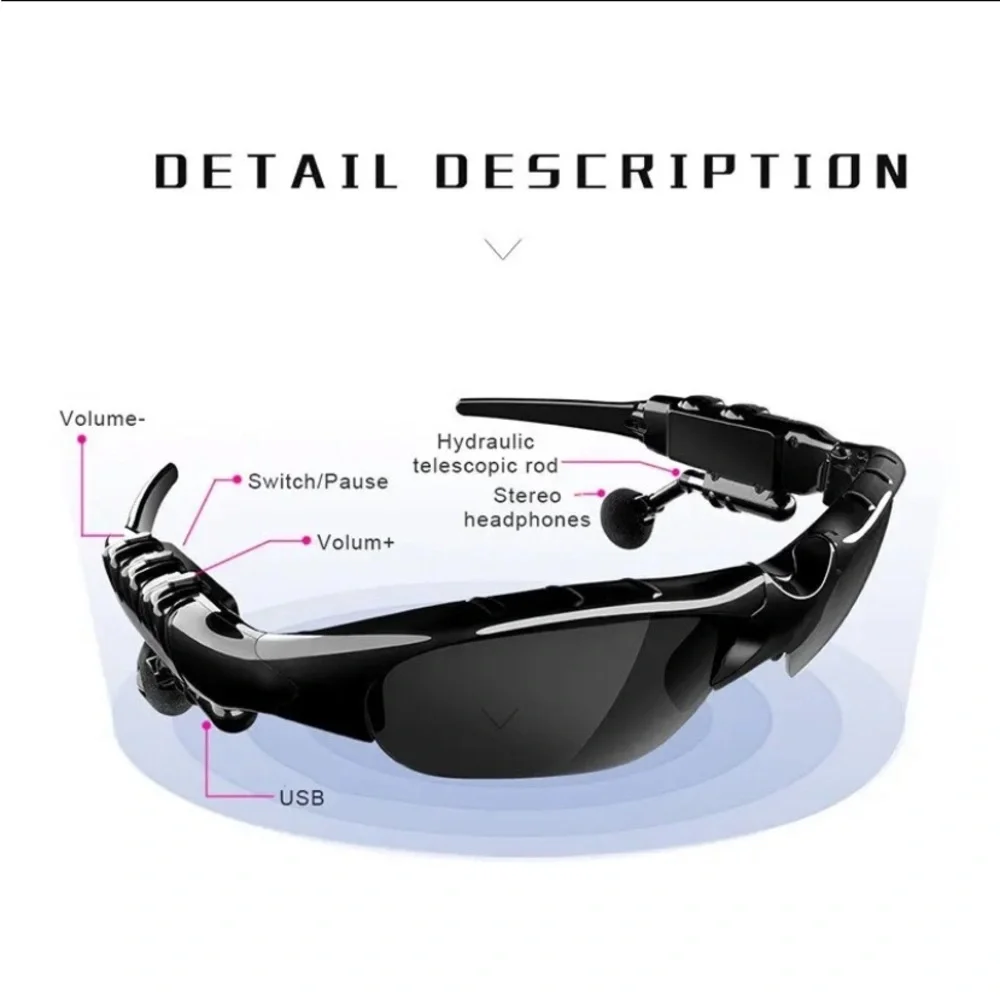 Wireless Headset Sunglasses with Mic & Noise Reduction